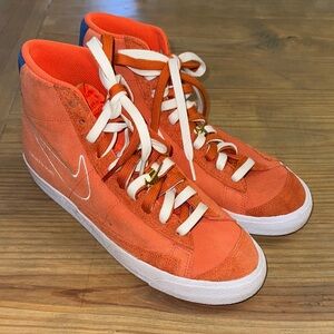Nike Orange High-Top Sneakers with White Accents